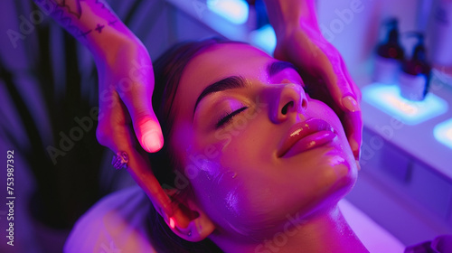 A girl enjoying a relaxing massage in a beauty salon