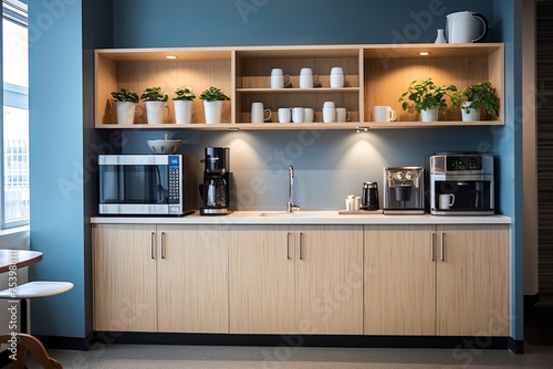 High-Tech Startup Office: Sleek Kitchenette & Coffee Bar Ideas for Convenience