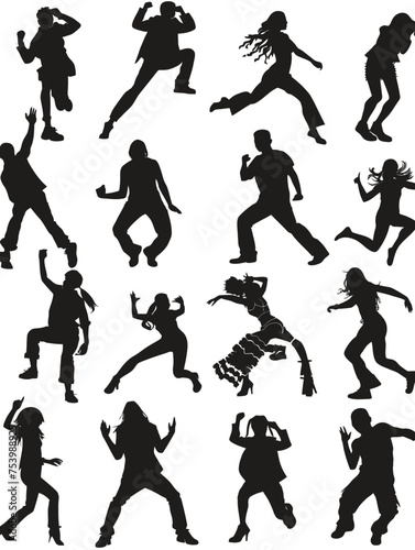 a set of silhouettes of people dancing