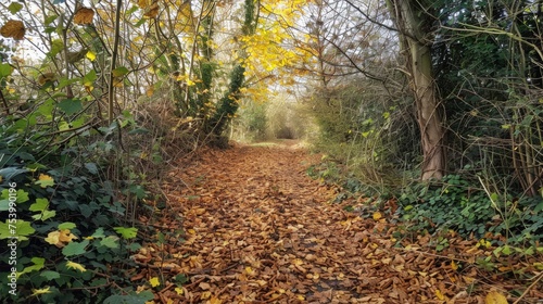 Ochre yellow and forest green earthy autumn walk