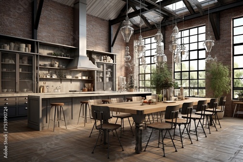 High Ceilings and Spacious Charm: Industrial-Chic Kitchen Concepts © Michael