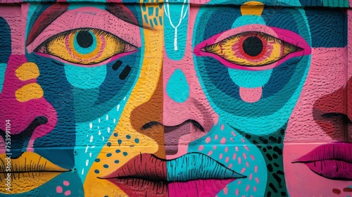 Turquoise and magenta vibrant street art inspiration photo