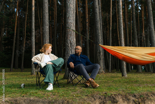 Man and woman camping photo