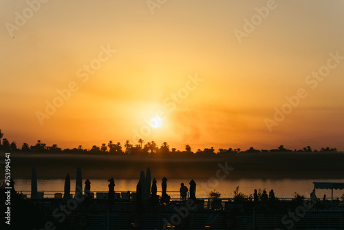 Sunset on the Nile River, Egypt. photo