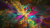 A colorful cross is the main focus of this image