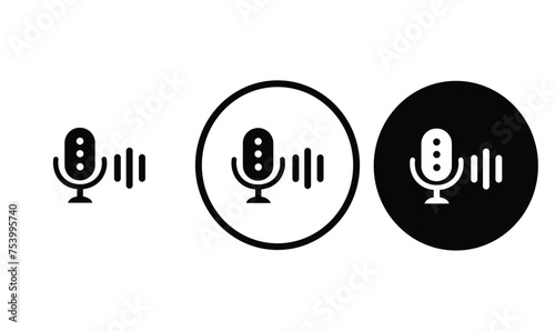 icon microphone black outline for web site design 
and mobile dark mode apps 
Vector illustration on a white background