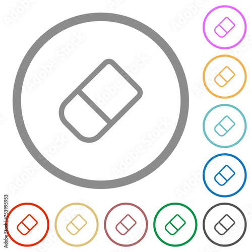 school rubber outline flat icons with outlines