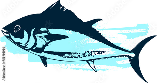 マグロの墨絵