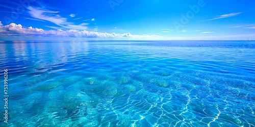A Calm And Blue Sea Water background With Sky