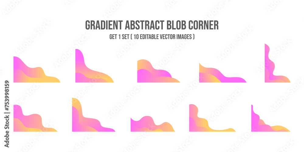 Abstract blob corner with gradient colors for cover, PPT, Brochure, Template