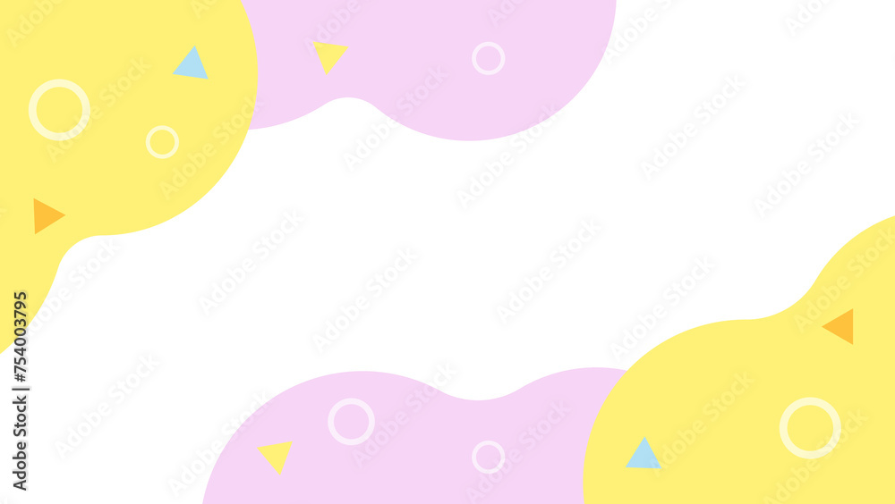 黄色とピンクの可愛いレトロポップな背景フレームイラスト