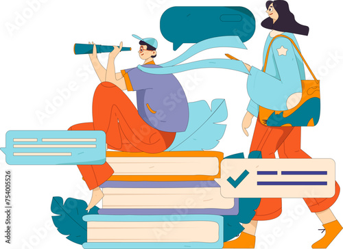 Education and learning people flat vector concept hand drawn illustration
