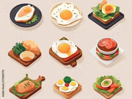 set of icons food Generative AI