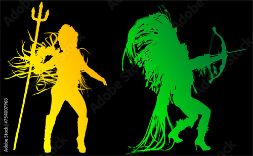 samba, baile, brasil, danza, carnaval, silueta, color, vector, pegatina, plumas, traje, ilustracion, angel, diablo	

