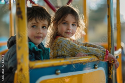 little Siblings on Ferris Wheel