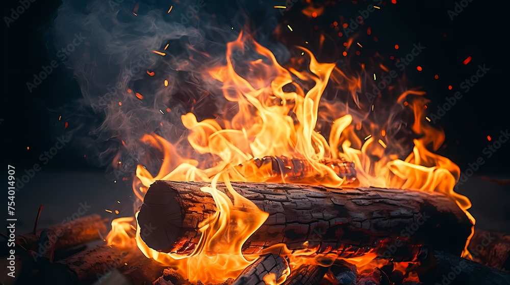 Obraz premium Illustration of bonfire at night