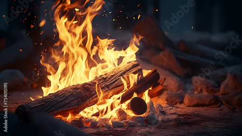 Illustration of bonfire at night
