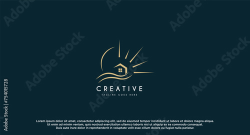 Beach and House Logo in Vector