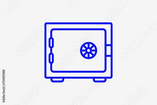 iron safe illustration in line style design. Vector illustration.