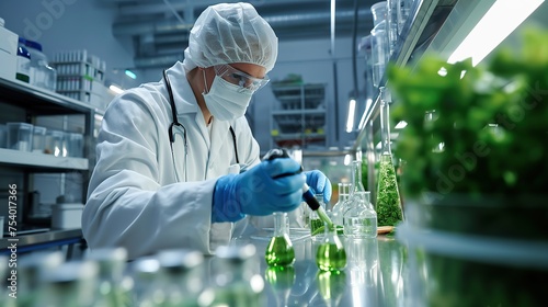 A medicine factory scientist worker work in Laboratory Plants Process. medical doctor working research in pharmaceutical industry.