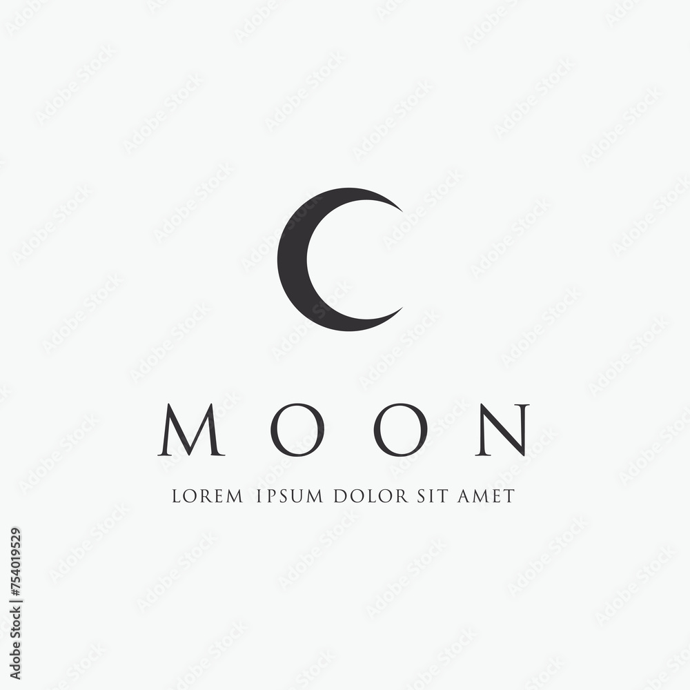 Astronomical logo design. The Moon is the Earth's satellite