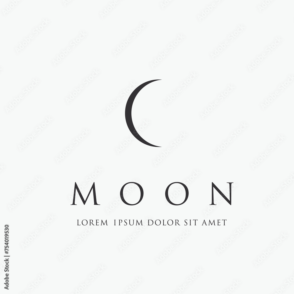 Astronomical logo design. The Moon is the Earth's satellite