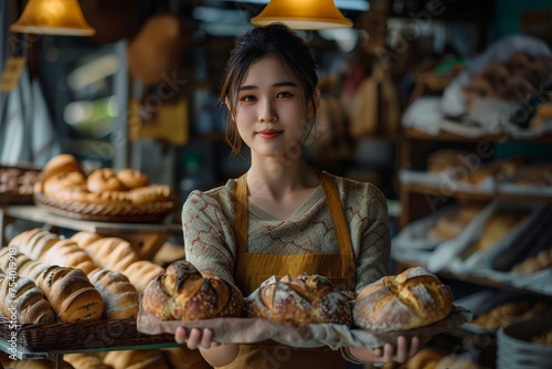 Baker Woman Holding Bread