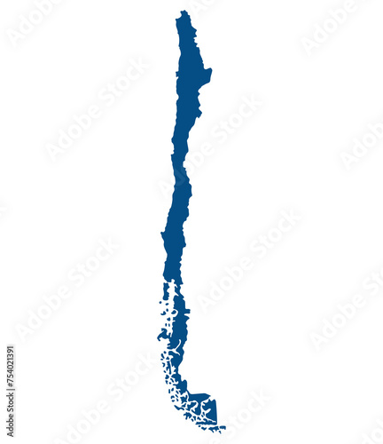Chile map. Map of Chile in blue color