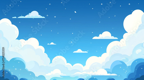 Cloud background cartoon blue sky with white clouds 