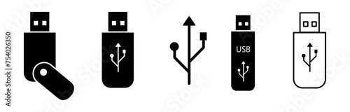 Usb icon set, Flash disk sign vector, flash drive set simple illustration..eps