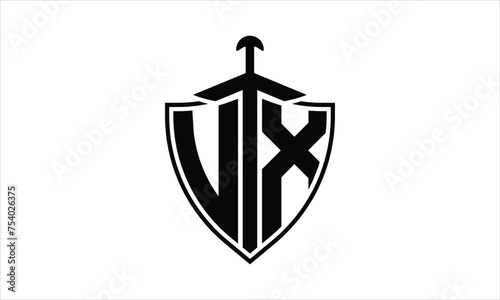VX initial letter shield icon gaming logo design vector template. batman logo, sports logo, monogram, polygon, war game, symbol, playing logo, abstract, fighting, typography, icon, minimal, knife logo