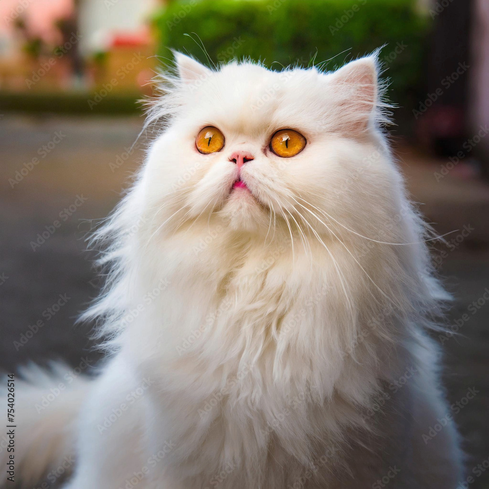 흰색의 페르시안 고양이를 귀엽게 표현 했습니다.

