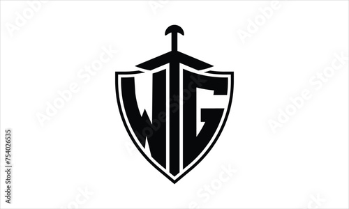 WG initial letter shield icon gaming logo design vector template. batman logo, sports logo, monogram, polygon, war game, symbol, playing logo, abstract, fighting, typography, icon, minimal, knife logo