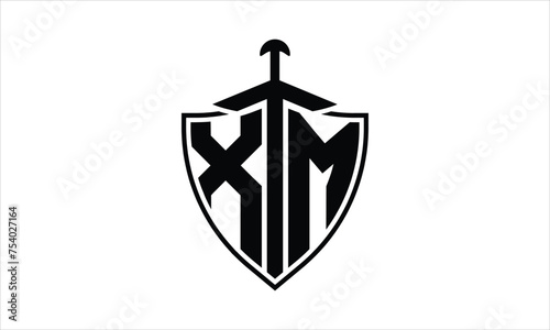 XM initial letter shield icon gaming logo design vector template. batman logo, sports logo, monogram, polygon, war game, symbol, playing logo, abstract, fighting, typography, icon, minimal, knife logo