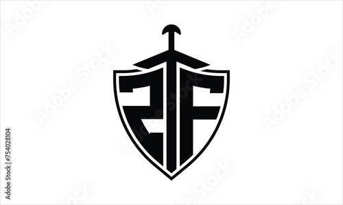 ZF initial letter shield icon gaming logo design vector template. batman logo, sports logo, monogram, polygon, war game, symbol, playing logo, abstract, fighting, typography, icon, minimal, knife logo