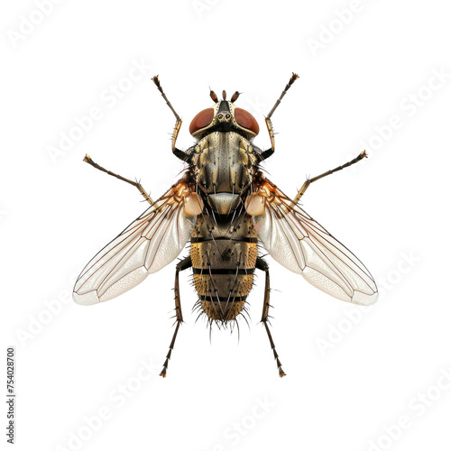 Macro shot of a dung fly. Isolated on transparent background. 