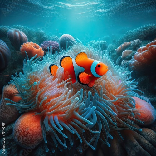 Beautiful clownfish in the open sea - version 4