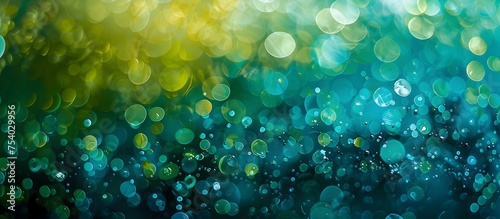 Bokeh Background Gradient in Shades of Blue and Green - Abstract Composition with Blurred Circles and Vibrant Color Transition