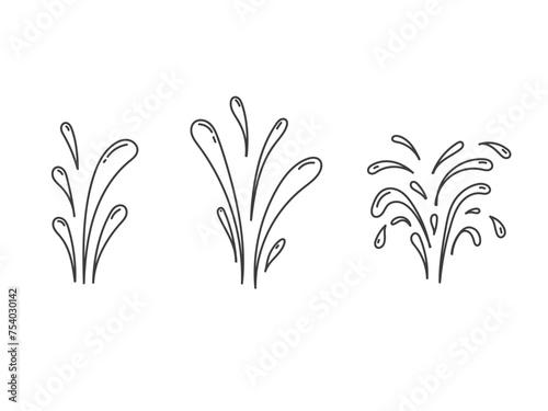 Hand drawn water fountain explosion. water burst splash
