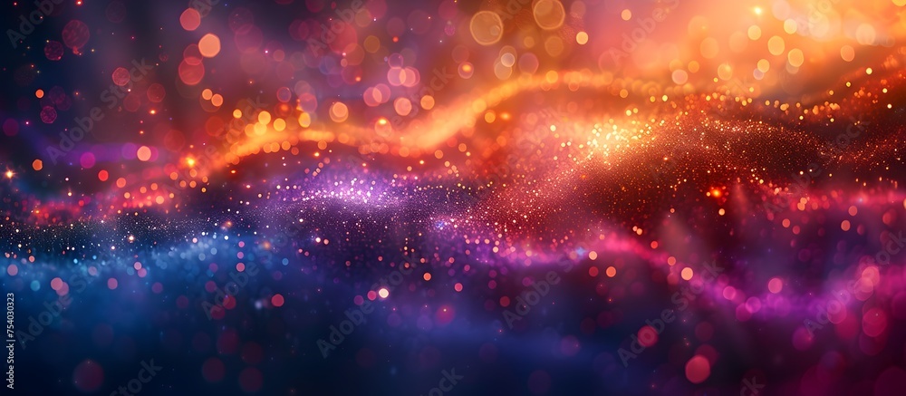 Glowing Light Particles Background with a Vivid Galaxy and Stars - Cosmic Digital Art