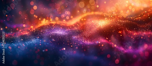 Glowing Light Particles Background with a Vivid Galaxy and Stars - Cosmic Digital Art