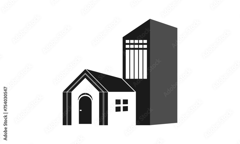 House and office building illustration design vector