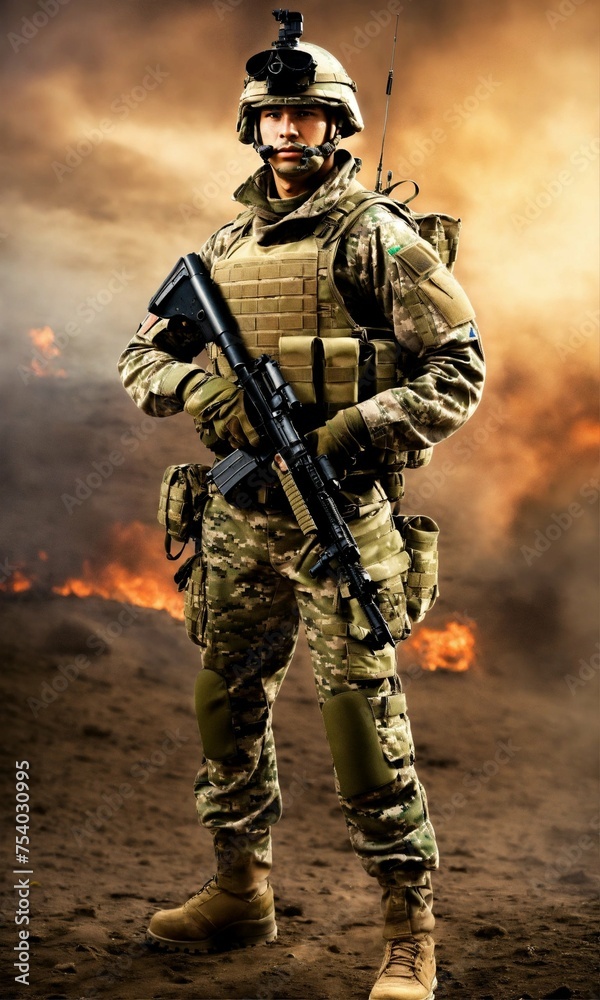 Portrait of Modern day soldier