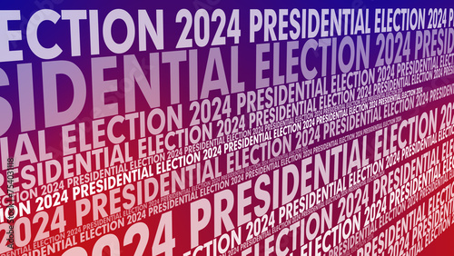 Political backdrop with blue red background displaying presidential election text for candidate debate and voting