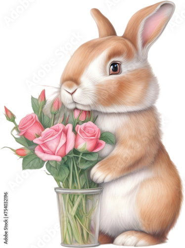 Cute Bunny with a bouquet.