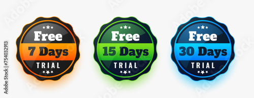 modern free trial badge background for 7 15 and 30 days