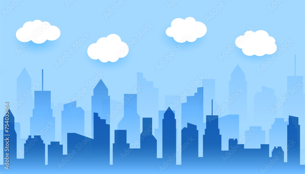 stunning cityscapes banner with cute cloud design