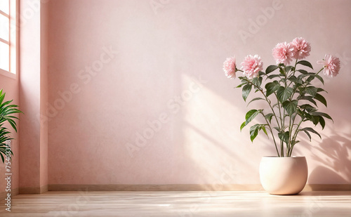 Vase of Pink and Purple Flowers on Table