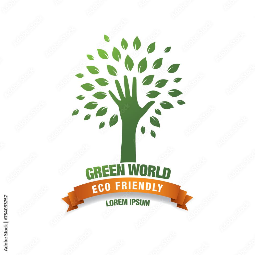 Obraz premium Eco logo vector green leaf template design