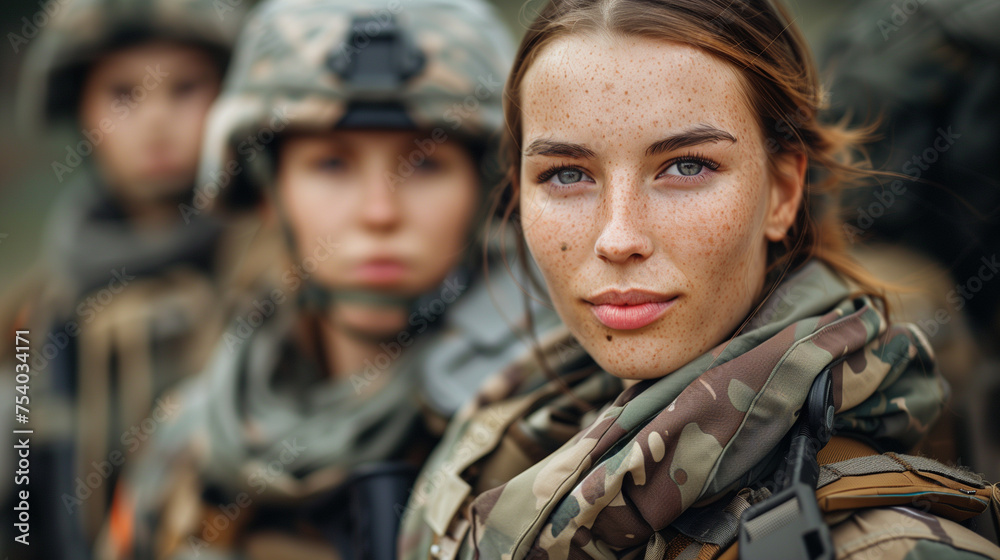 Women in armed forces. Military ladies portraits.